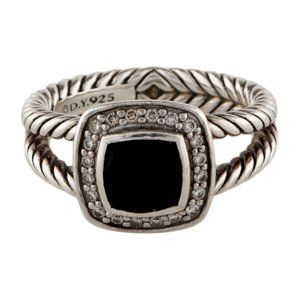 DAVID YURMAN DIAMOND & ONYX STERLING SILVER PETITE ALBION RING